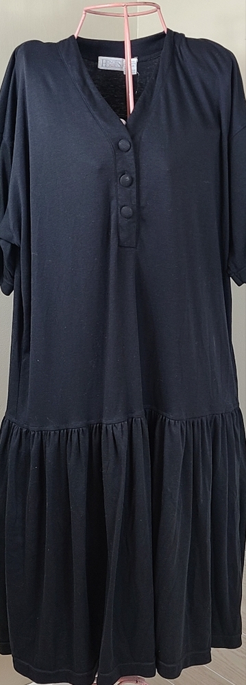 Vintage 1980's Honors Plus Shirt Dress Cover Black 44/24W